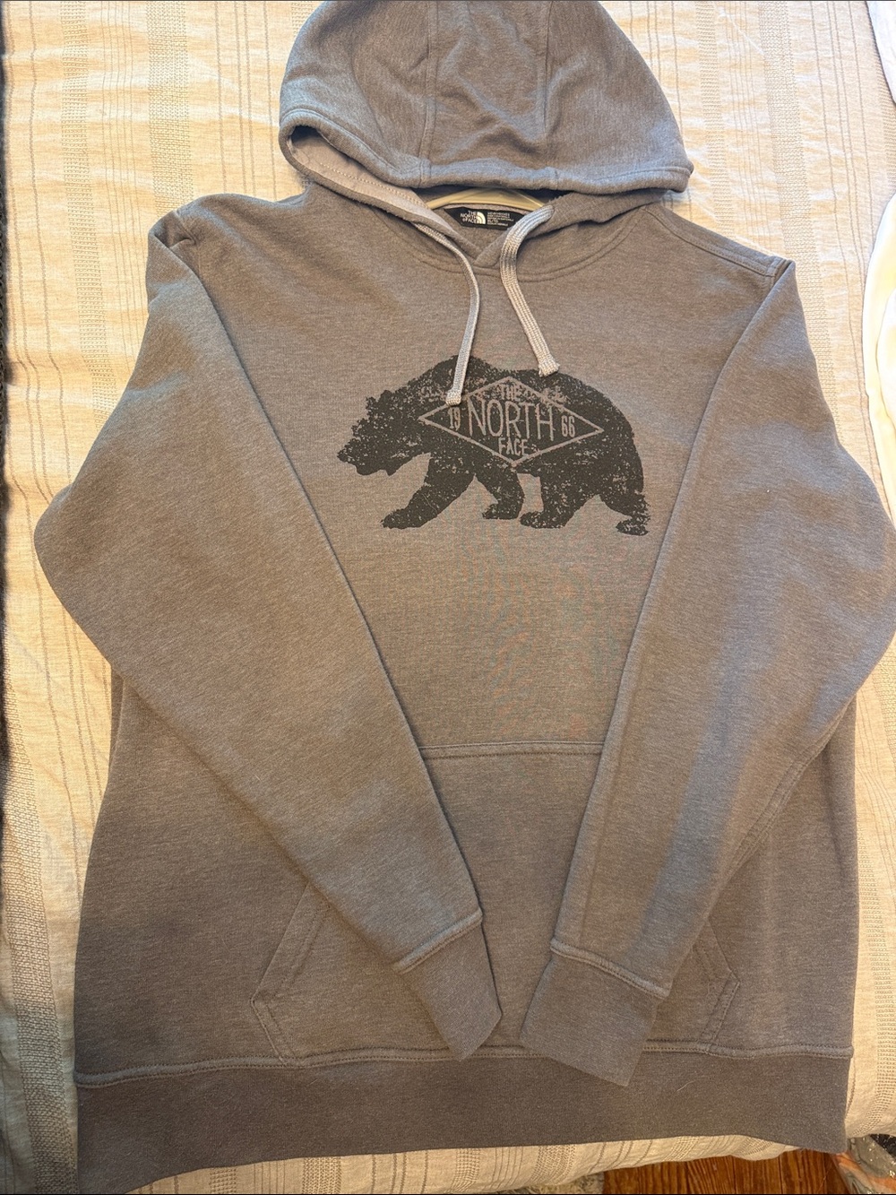 The North Face Men's Heather Gray Bear Logo Hoodie